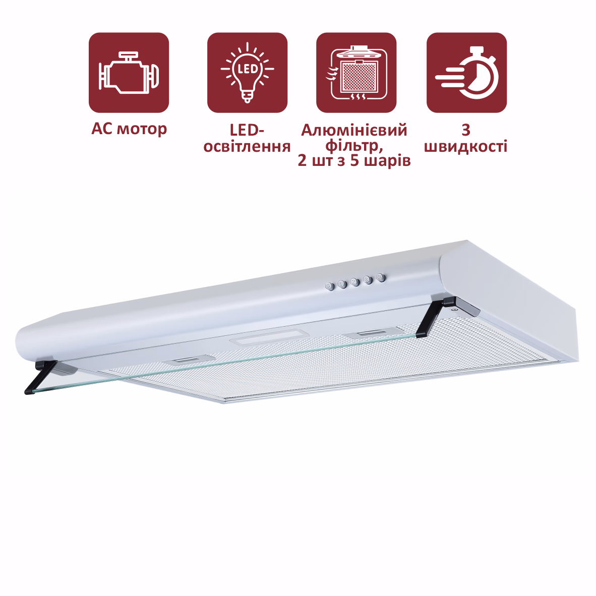 Витяжка кухонна PRIME Technics PVCO 3261 W — Витяжка